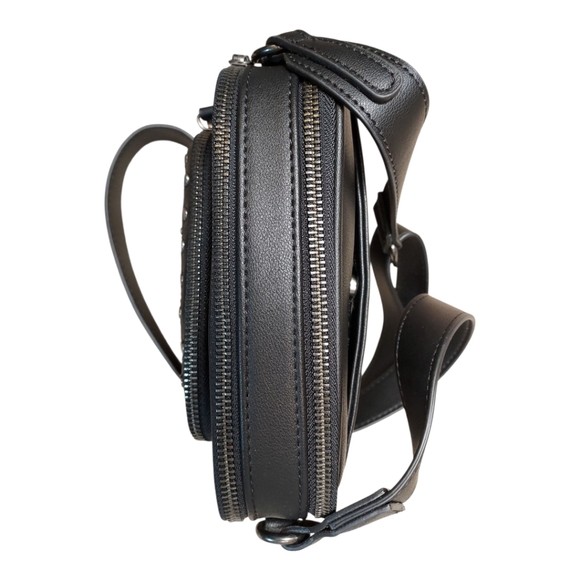 Ed Hardy NWOT Black Silver Stud Embellished Camera Crossbody Bag OS - Picture 8 of 13